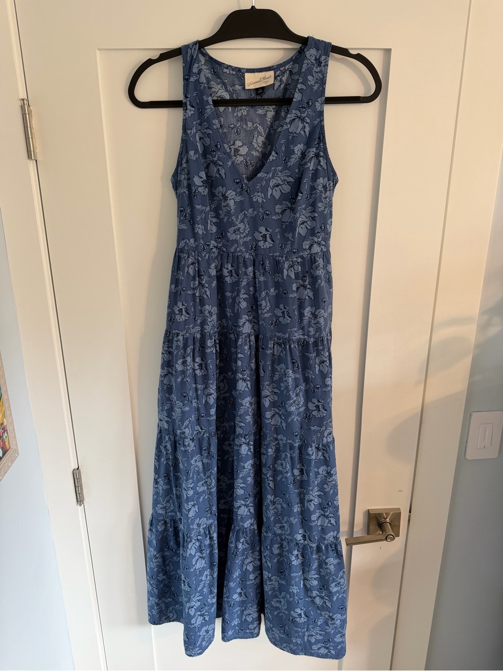 Universal Thread Blue Floral Tiered Maxi Dress Size XS
